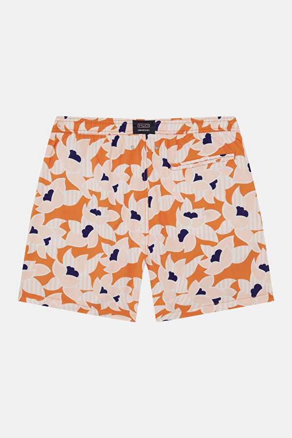 Orange Design Filled Elastic Swimsuit 2