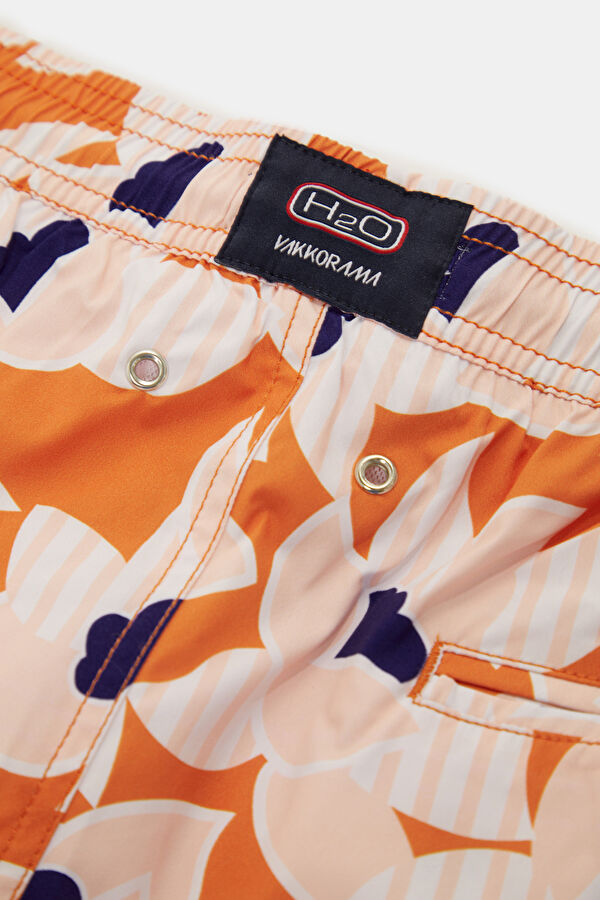 Orange Design Filled Elastic Swimsuit 5