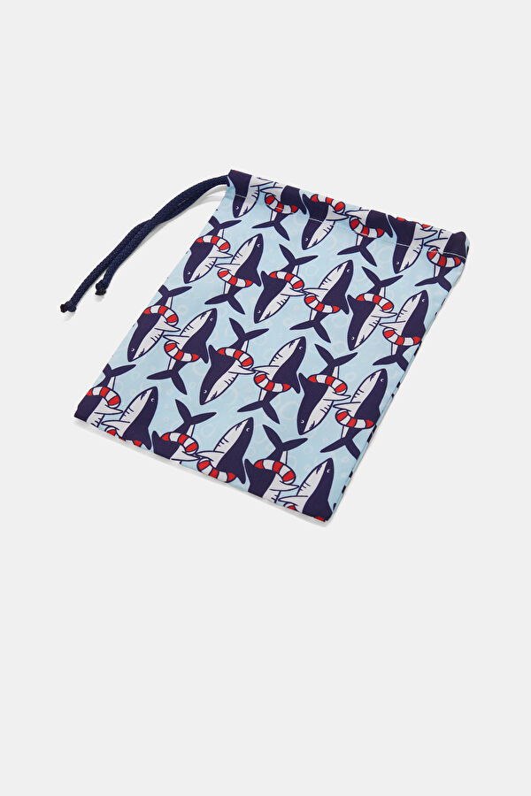 Navy Blue Design Filled Elastic Swimsuit 6