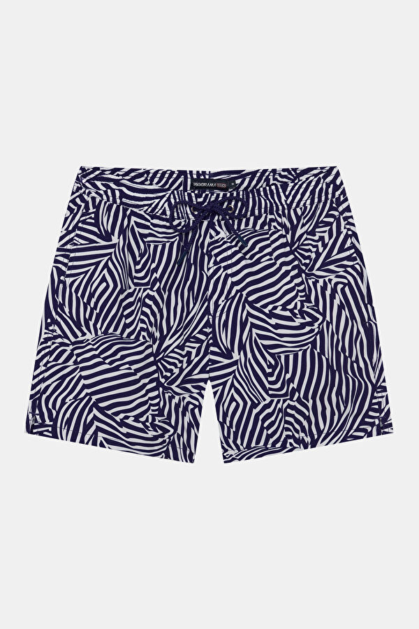White Design Filled Elastic Swimsuit