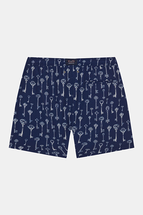 Navy Blue Design Filled Elastic Swimsuit 2