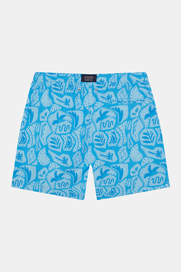 Blue Design Filled Elastic Swimsuit 2