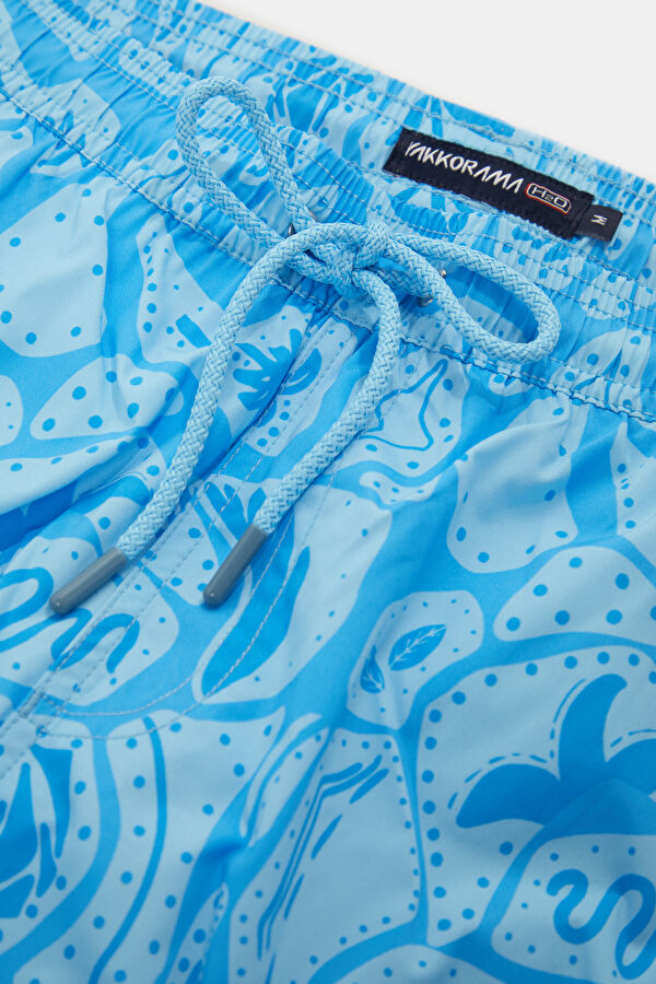 Blue Design Filled Elastic Swimsuit 3