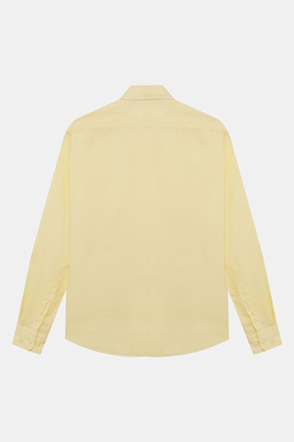 Relax Fit Light Yellow Button-Down Collar Men's Shirt 2