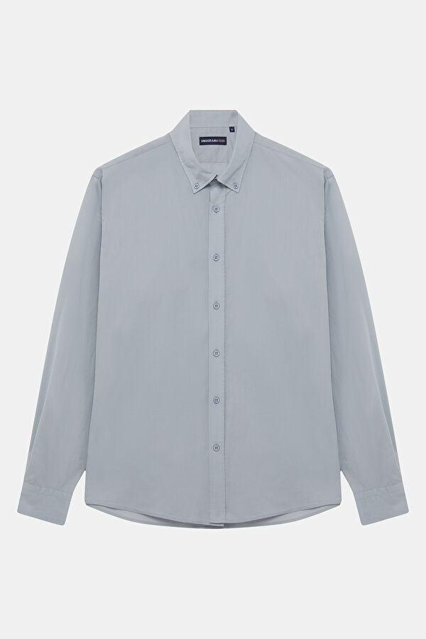 Relax Fit Grey Button-Down Collar Men's Shirt