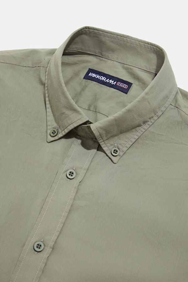 Relax Fit Khaki Button-Down Collar Men's Shirt 3