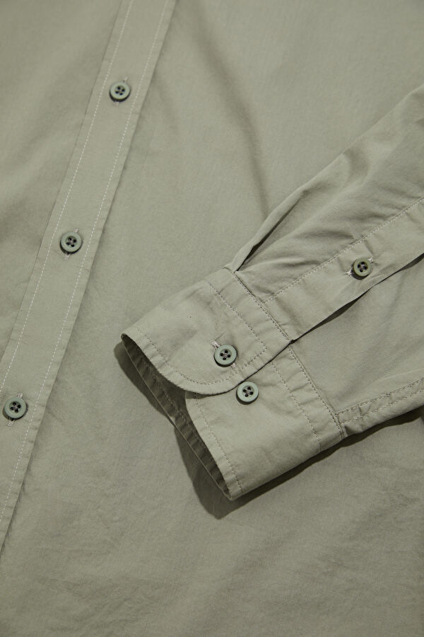 Relax Fit Khaki Button-Down Collar Men's Shirt 4