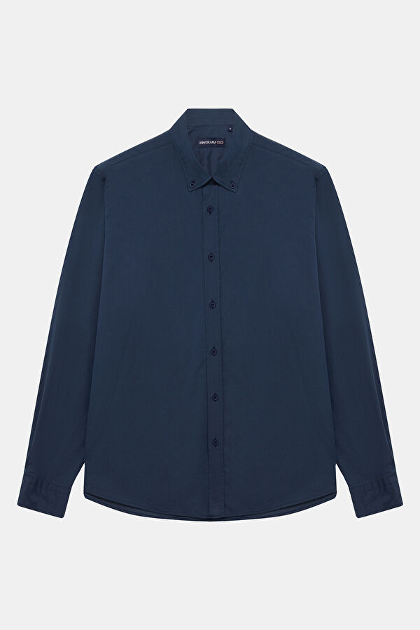 Relax Fit Navy Button-Down Collar Men's Shirt