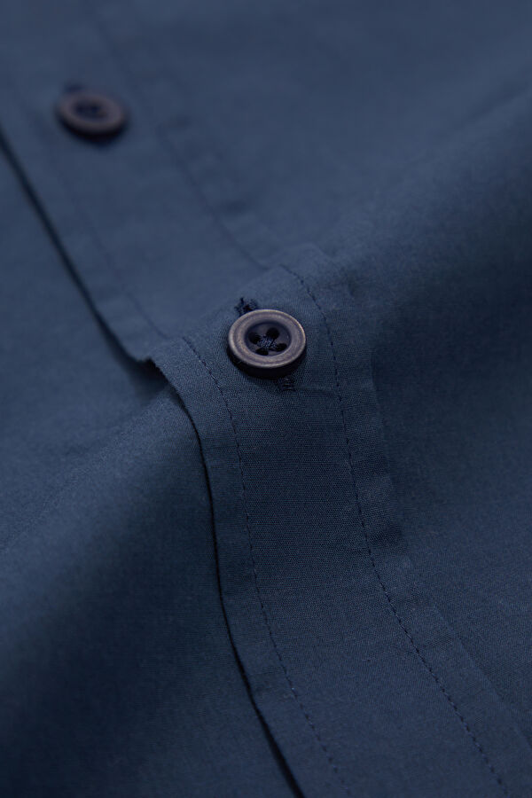 Relax Fit Navy Button-Down Collar Men's Shirt 4