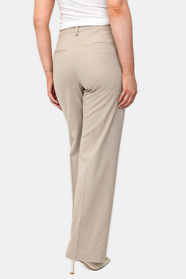 Bej Viskon Wide Leg Kadın Pantolon 3