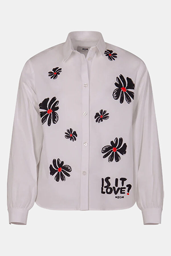 White Patterned Kids Shirt