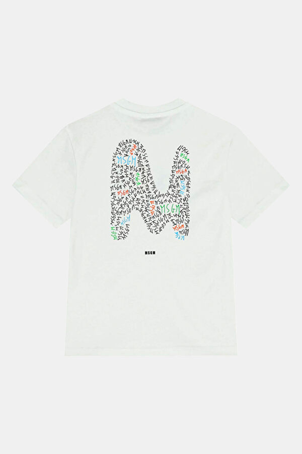 Beyaz O Yaka Desenli Çocuk T-Shirt 2
