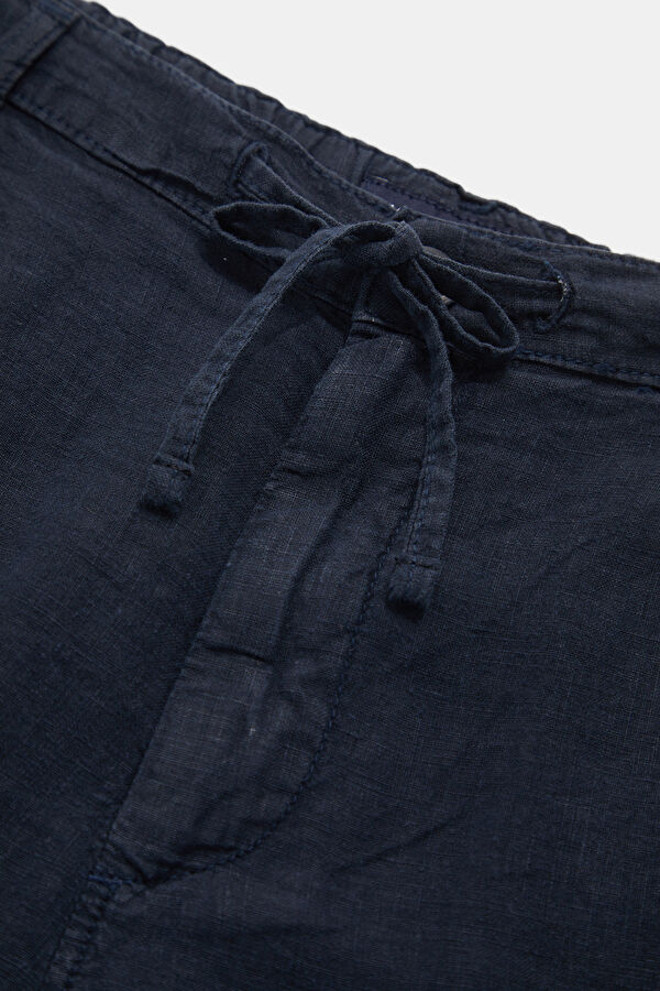 Navy Linen Men's Shorts 3