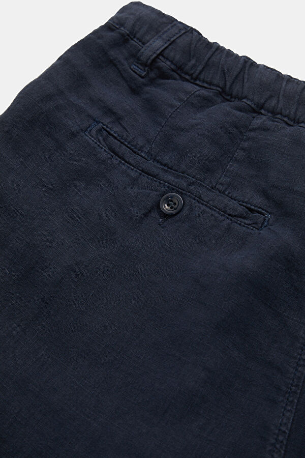 Navy Linen Men's Shorts 5