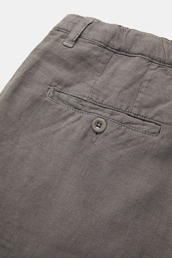 Men's Gray Linen Shorts 5