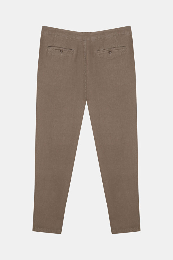 Relax Fit Mink Straight Leg Linen Men's Trousers 2