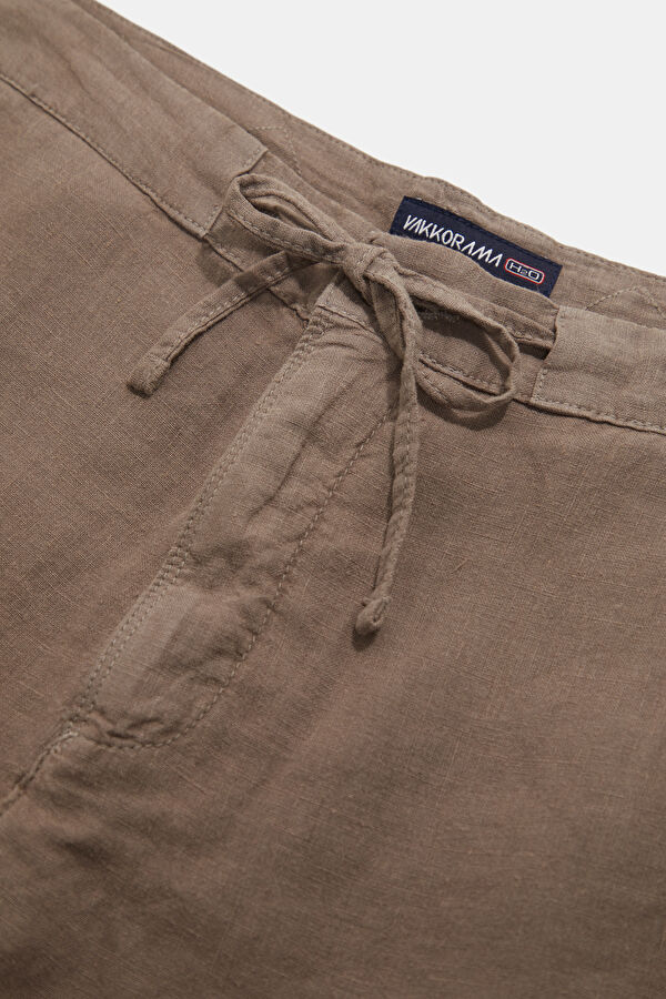 Relax Fit Mink Straight Leg Linen Men's Trousers 3