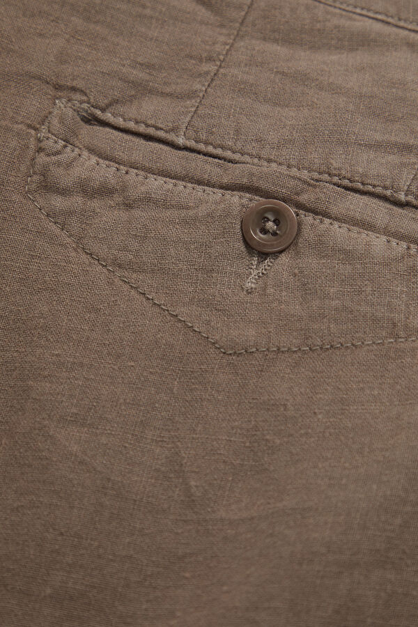 Relax Fit Mink Straight Leg Linen Men's Trousers 5