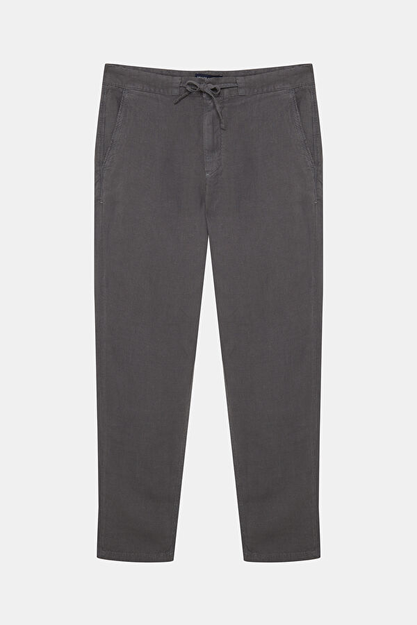 Relax Fit Anthracite Straight Leg Linen Men's Trousers