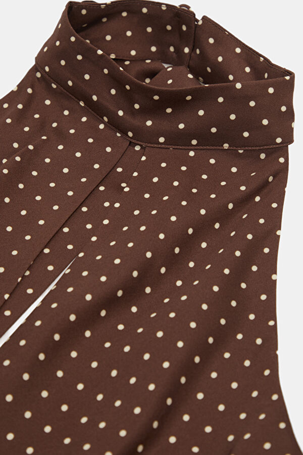 Brown Polka Dot Sleeveless Women's Blouse 3