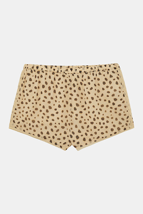 Light Yellow Patterned Silk Shorts