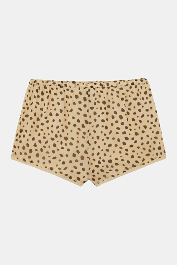 Light Yellow Patterned Silk Shorts 2