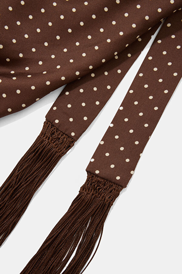 Brown Polka Dot Midi Women's Dress 3