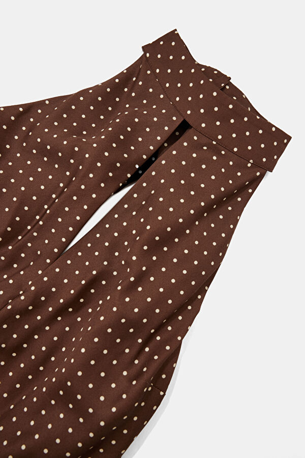 Brown Polka Dot Midi Women's Dress 4
