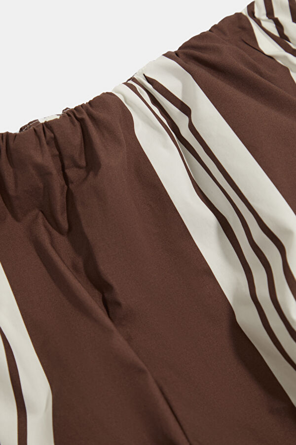Brown Striped Patterned Shorts 3