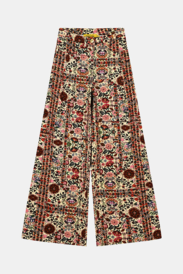 Ekru Wide Leg Kadın Pantolon