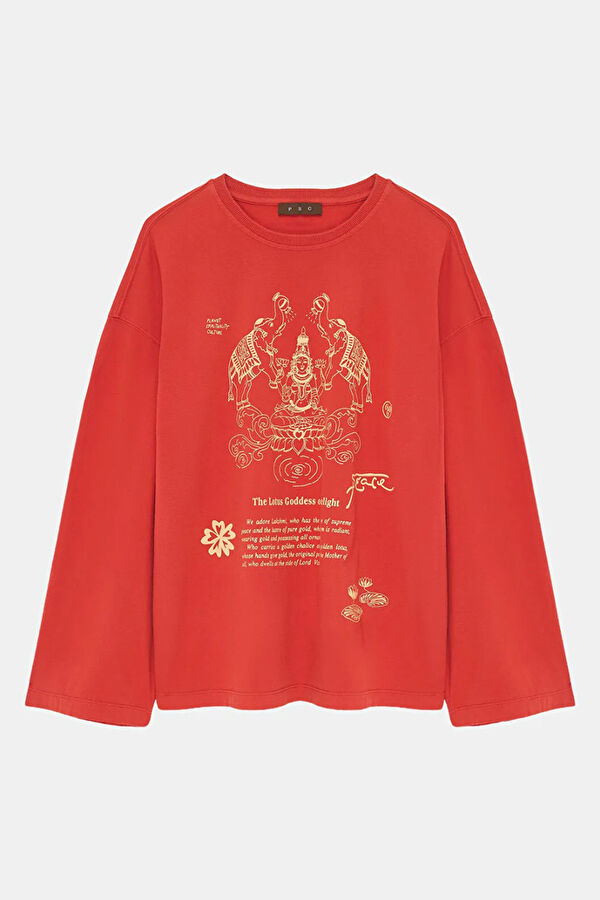 Kiremit Baskılı Kadın T-Shirt 4
