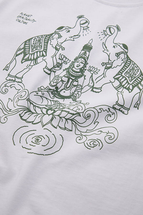 Beyaz Baskılı Kadın T-Shirt 7