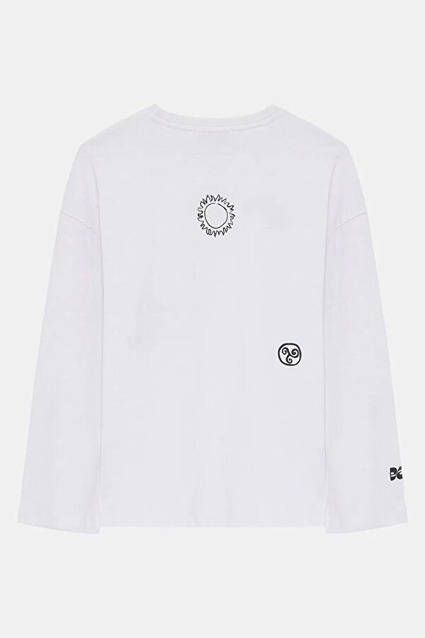 Beyaz Nakışlı Kadın T-Shirt 5