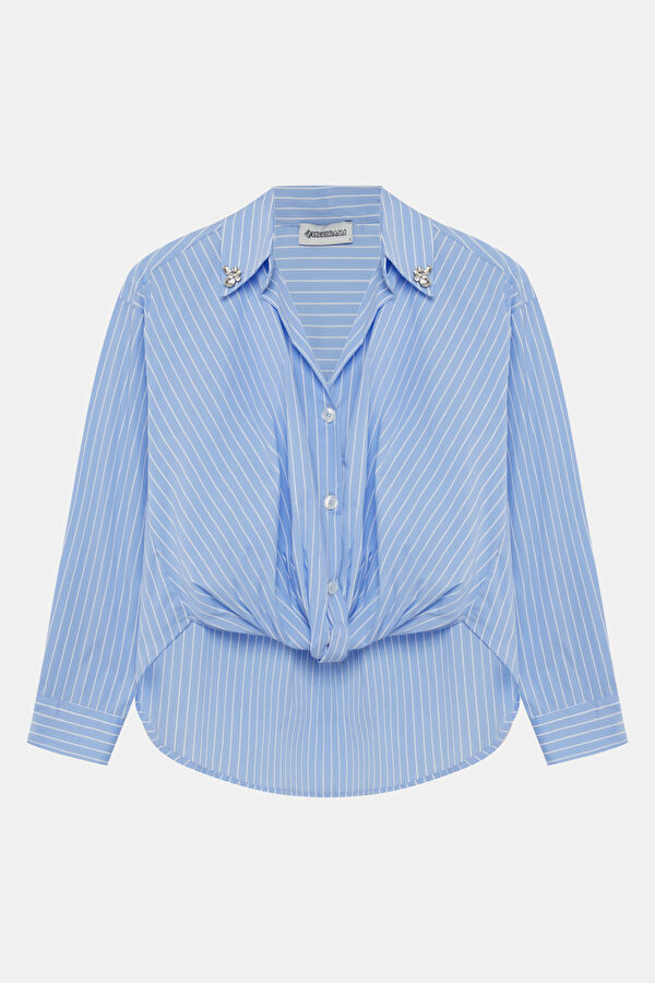 Blue Striped Patterned Women's Shirt