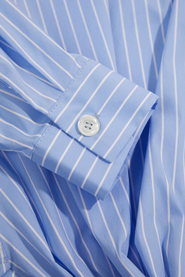 Blue Striped Patterned Women's Shirt 5