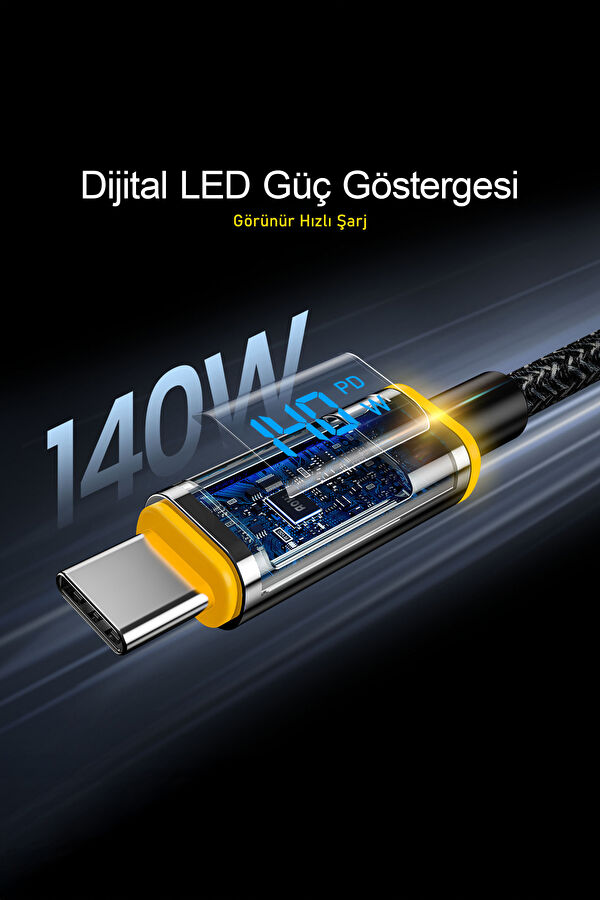 Magline Type-C to Type-C 1.2m 140W LED Display Super Fast Charging/Data Cable 7