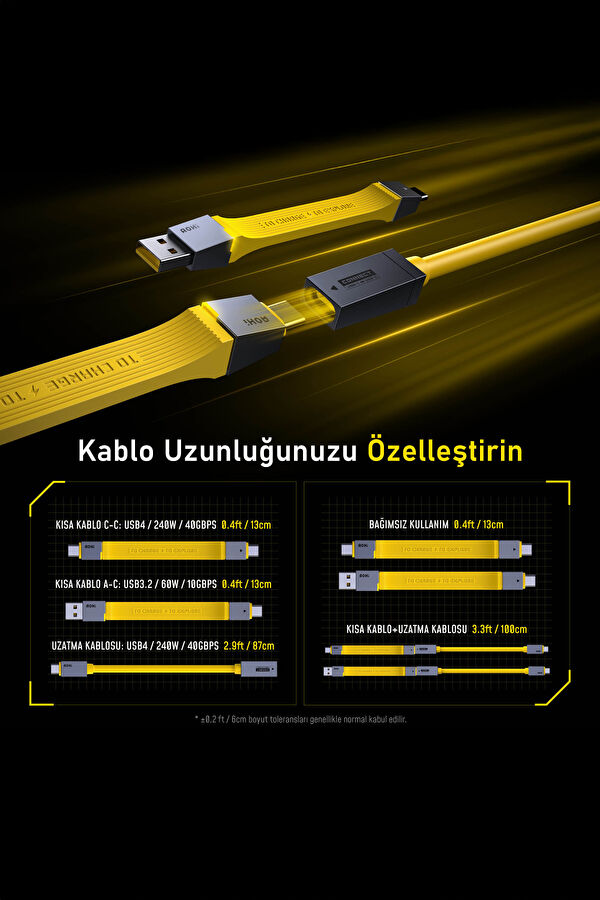 The Future 4-in-1 USB-C to USB-C Modular Extendable 1m Super Fast Charging/Data Cable Kit 12