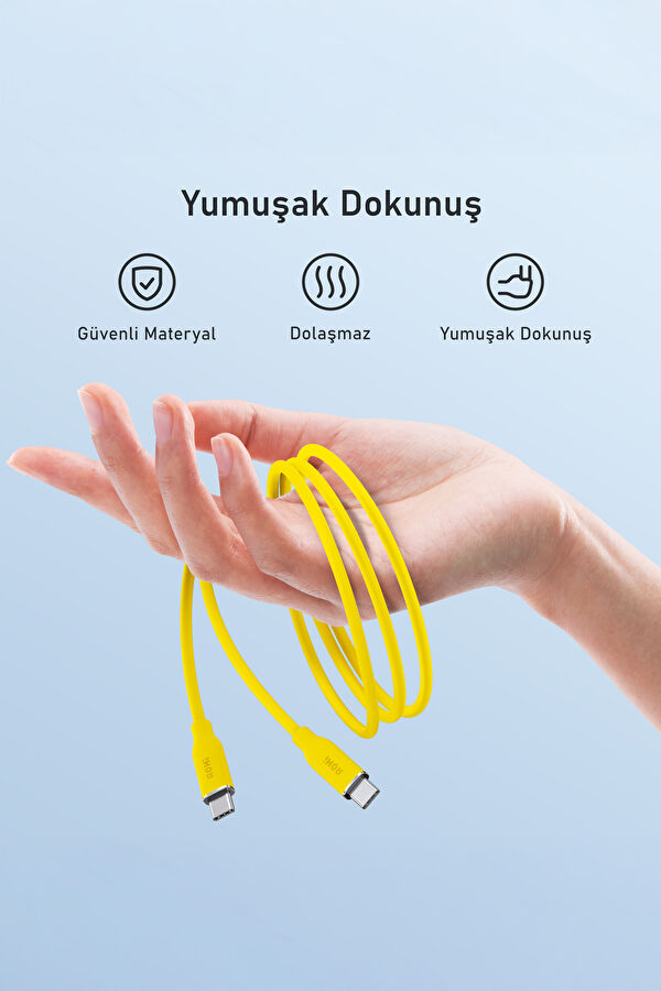 Silky Type-C to Type-C 1m PD 3.1 480Mbps 140W Süper Hızlı Şarj/Data Kablosu 3