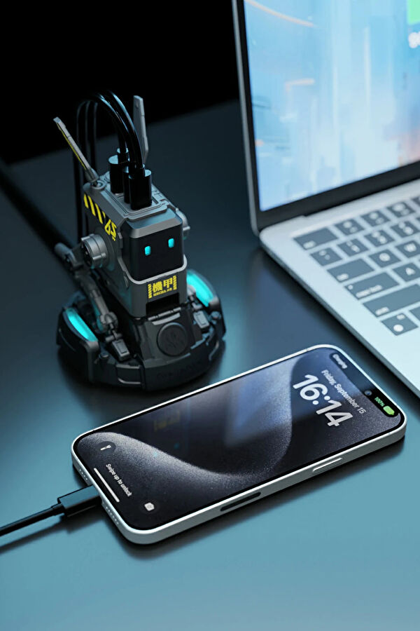 Alpha65 Gray Robot 65W Fast Charger 8