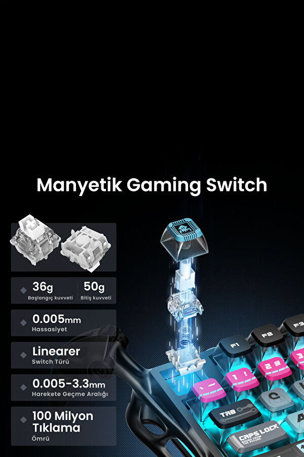 Mercury V75 Pro HE Hall Effect Manyetik Switch Gaming Klavye RGB Işıklı 4