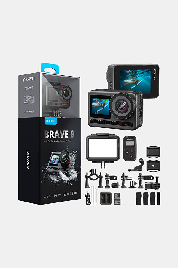 Brave 8 4K/60FPS 48MP Wi-Fi Dual Screen Aksiyon Kamera ve Aksesuar Seti