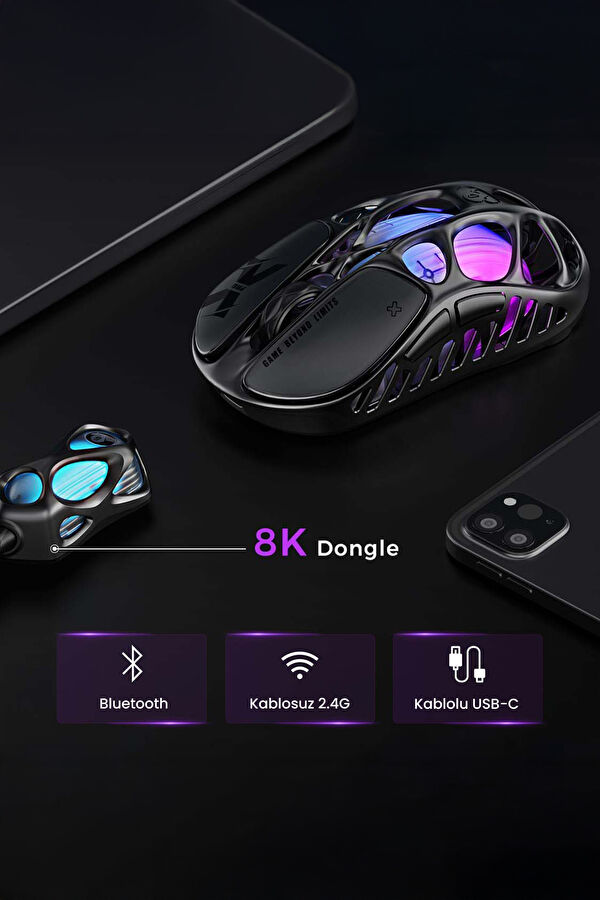 Mercury XPro RGB 32K DPI Optical Gaming Mouse +8K Dongle 2