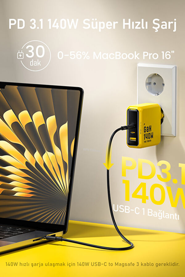 Youth 3-Port 140W GaN Fast Charger 7