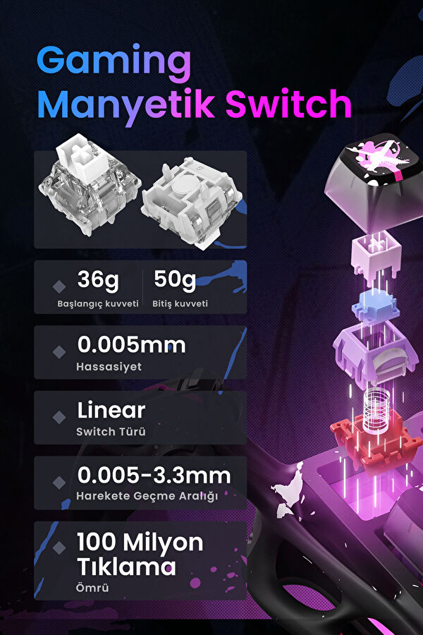 Mercury V75 Pro HE Hall Effect Manyetik Switch Gaming Klavye RGB Işıklı 4