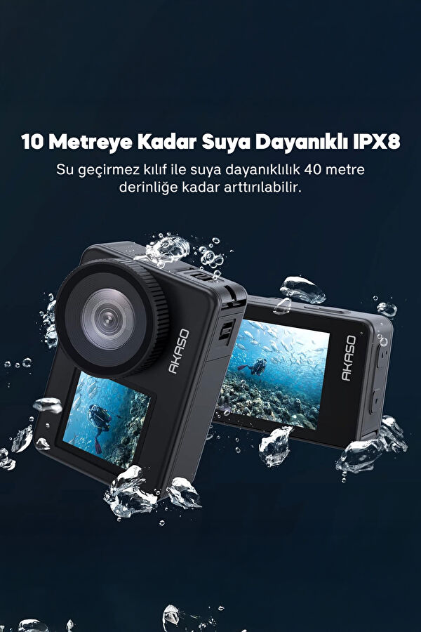 Brave 7 4K/30FPS 20MP Wi-Fi Dual Screen Aksiyon Kamera ve Aksesuar Seti 3