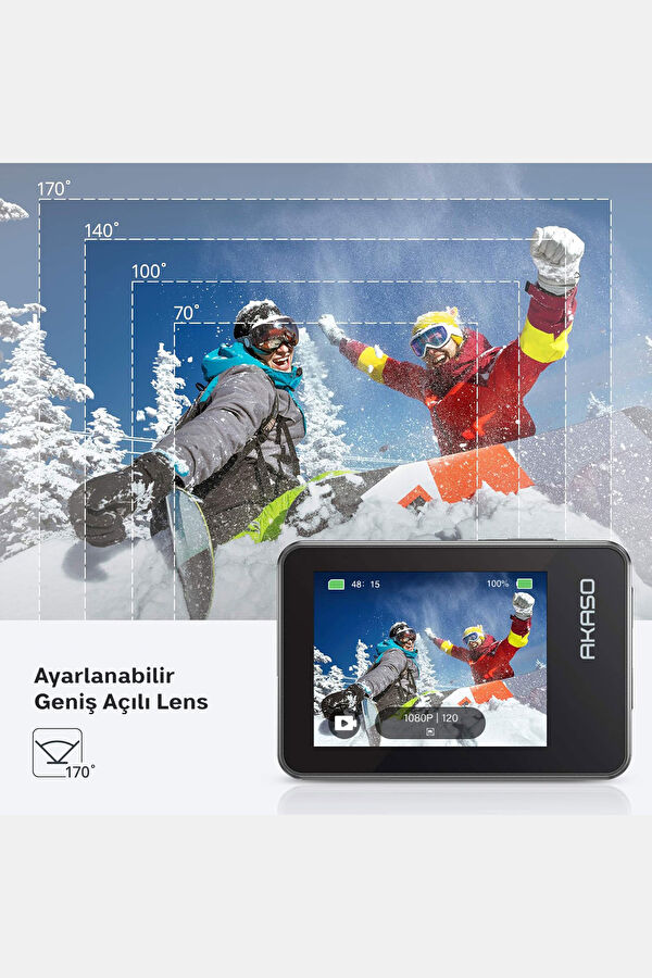 Brave 7 4K/30FPS 20MP Wi-Fi Dual Screen Aksiyon Kamera ve Aksesuar Seti 5