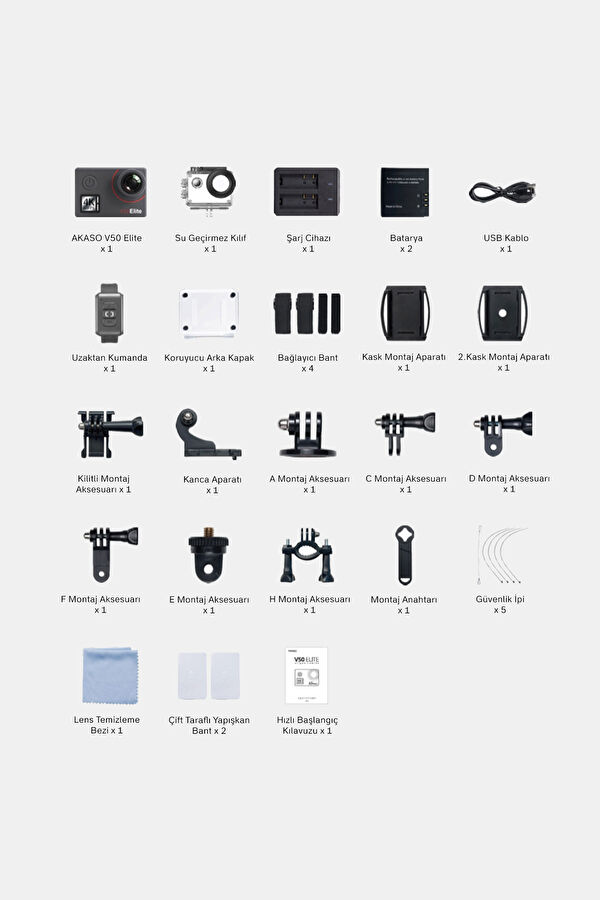 V50 Elite 4K/60FPS 20MP Wi-Fi Action Camera and Accessory Set 9