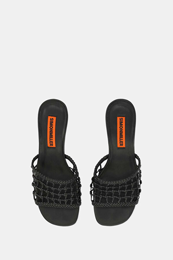 Knotted Beep Heel Black Women's Slippers 2