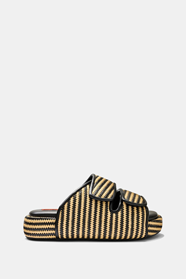 Stripe Raffia Cro Beige Women's Slippers