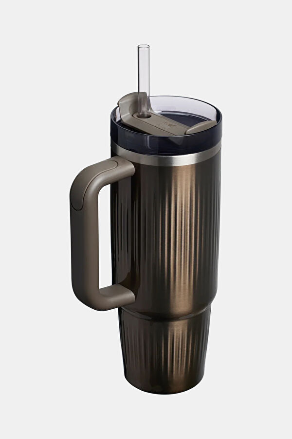 The Quencher H2.0 Fluted Tumbler Coffee Thermos Cup with Straw 0.89 L 2